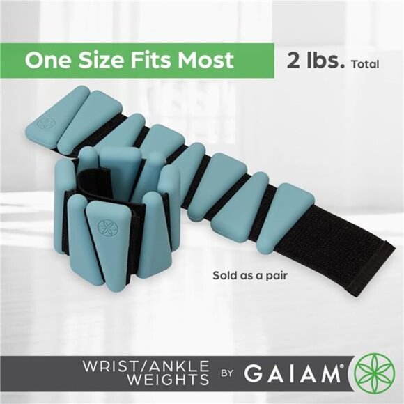 Gaiam Wrist Ankle Weights Set 2 Arm Leg Adjustable Workout Resistance Bands - Picture 6 of 7